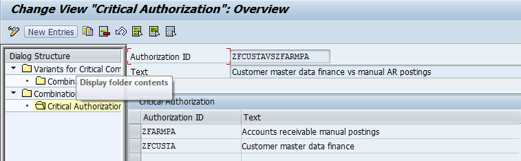 Set uo if critical combinations