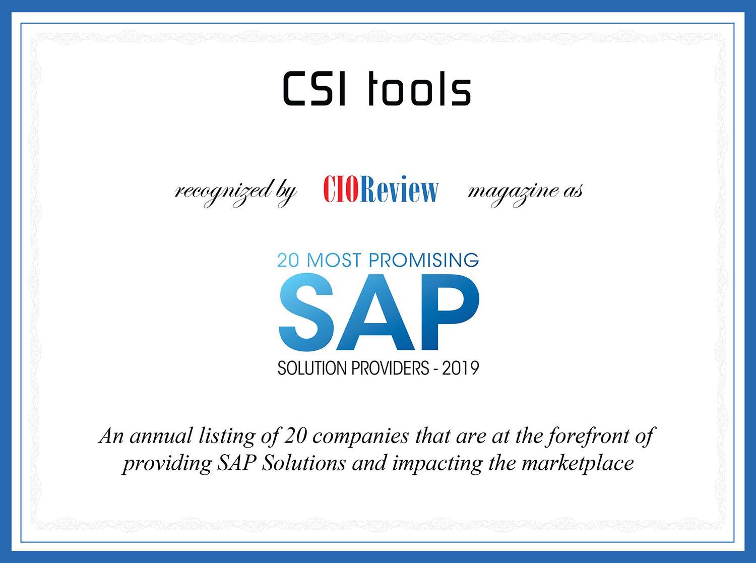 CSItools CIOReview SAPProvider2019 v01